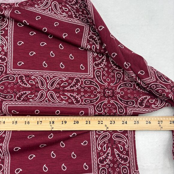Weekend Suzanne Betro Blouse 1X Red Paisley Bandana Print Tie Sleeve Stretch - Picture 10 of 13